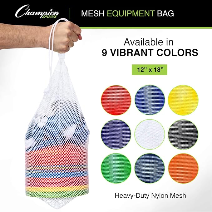 Champion Sports Mesh Equipment Bag – Heavy-Duty Nylon Drawstring Bag - Image 7