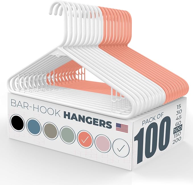 Plastic Hangers 100 Pack – Made in the USA – 6lb Capacity Standard Clothes by NeatiesHangers