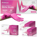 FifthPulse Fuchsia Hot Pink Nitrile Disposable Gloves -3 Mil Medical Exam by FifthPulse
