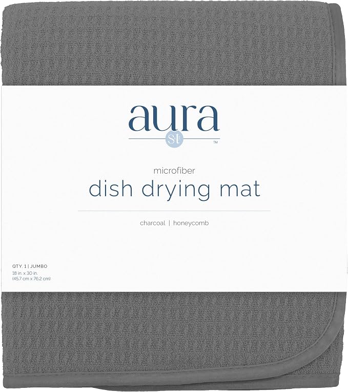 S&T INC. Dish Drying Mat, Charcoal Grey | Absorbent Microfiber, XXL Kitchen - Image 8