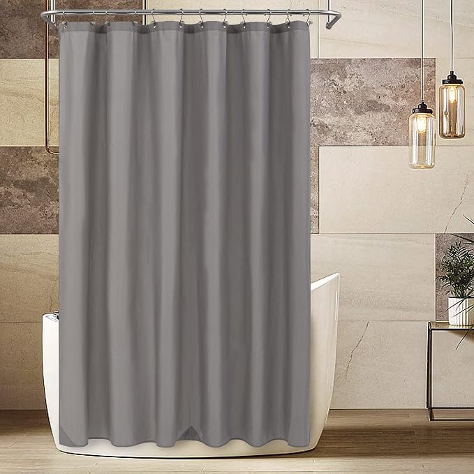 ALYVIA SPRING Extra Long Waterproof Fabric Shower Curtain Liner Grey - Image 6