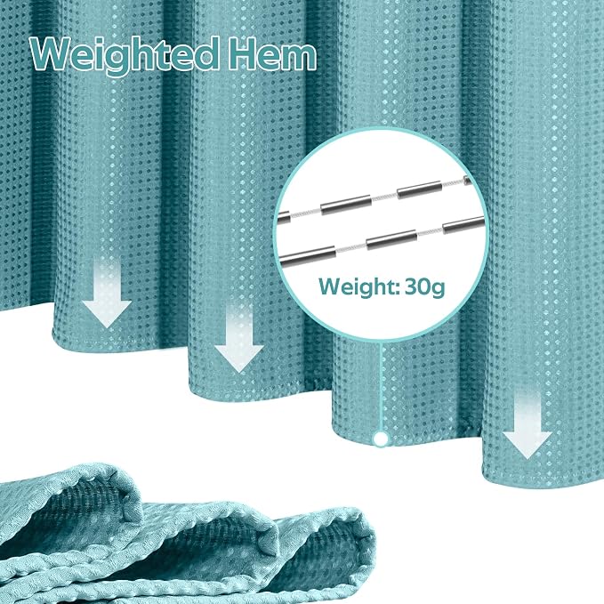 Vipfree 3 in 1 Shower Curtain Set, Waffle Shower Curtain and Liner Set - Image 5