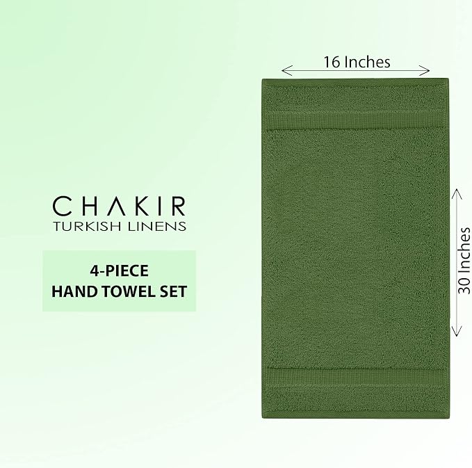 Chakir Turkish Linens 100% Cotton 4-Pack Hand Towels 16x30, Moss | Premium - Image 4