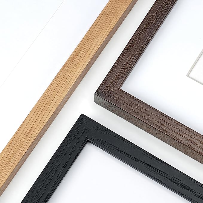 6x6 Picture Frames, Solid White Oak Wood Frame 6 x 6 with Stand for Wall & Tabletop Display, Rustic Wooden Photo Frame 6 by 6 with Real Glass, 6x6 Frame Matted to 4x4, Natural Color, Set of 4