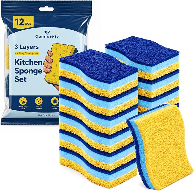 12 PCS Sponges Kitchen, Non Scratch Scrub Sponges by Unknown