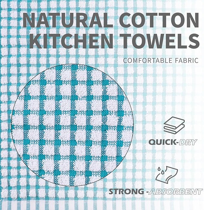 Oeleky Cotton Kitchen Towels 8 Pack, 15x26 Checkered Dish Towels - Image 6