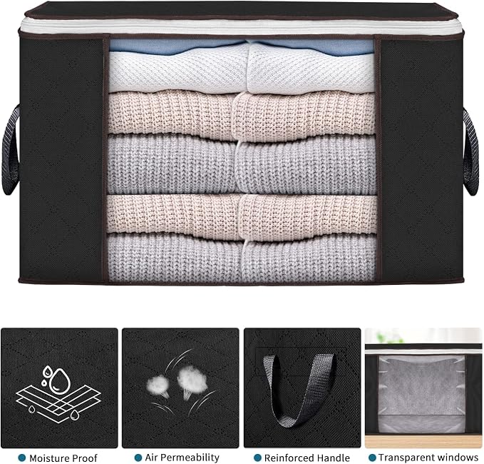 90L Large Storage Bags, 10 Pack Clothes Storage Bins Closet Organizers | - Image 5