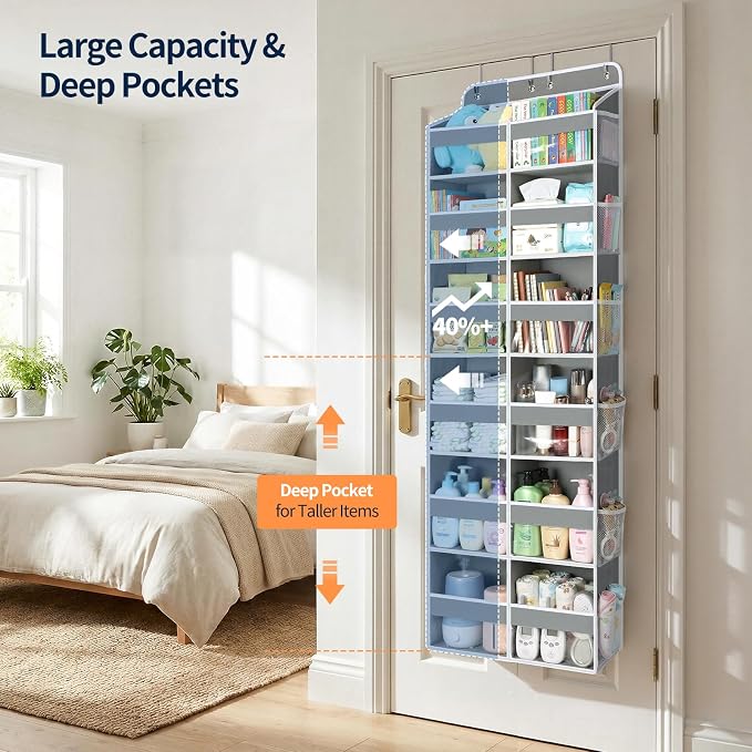 Yecaye Over The Door Organizer, 6 Tier Extra Large Behind Door Storage of 12 - Image 3