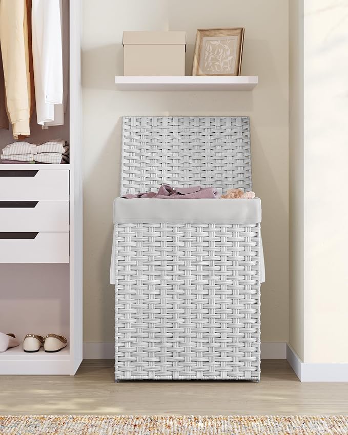 SONGMICS Laundry Hamper with Lid, 23.8 Gal Synthetic Rattan - Image 9