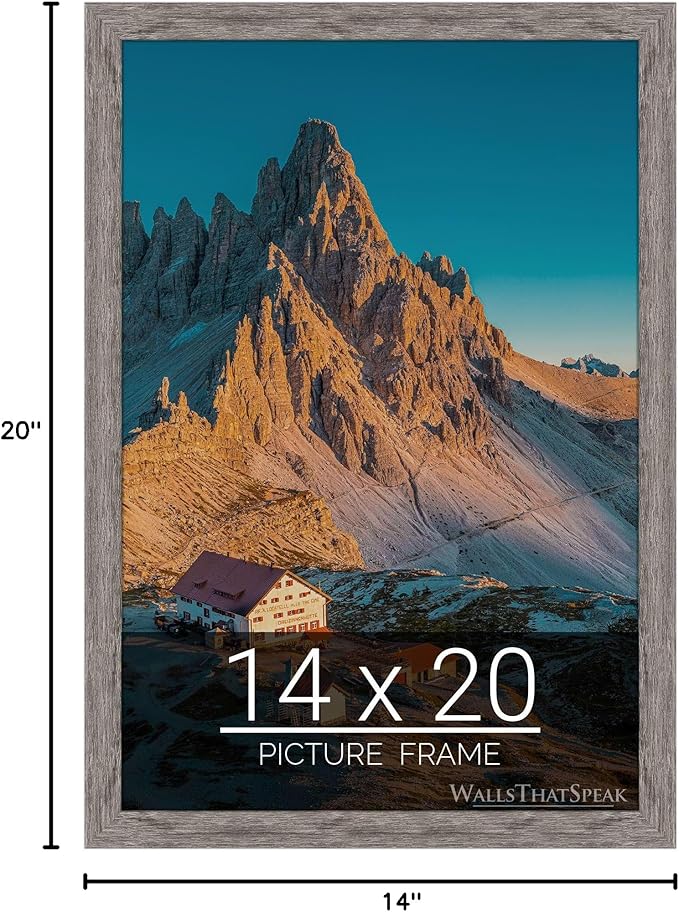 wallsthatspeak 14x20 Gray Barnwood Picture Frame for Puzzles Posters Photos or Artwork