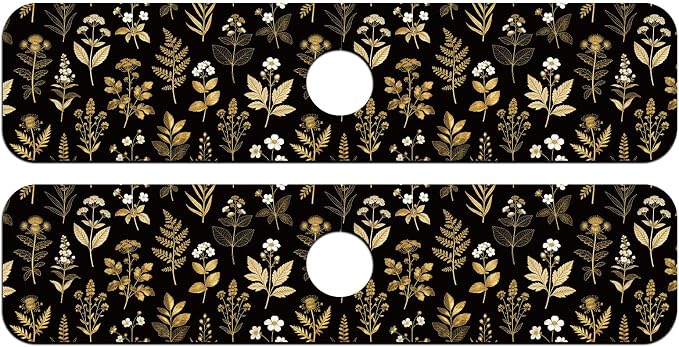 2 Pcs Kitchen Sink Splash Guard Faucet Mat Vintage Gold Leaves Faucet Mat - Image 8