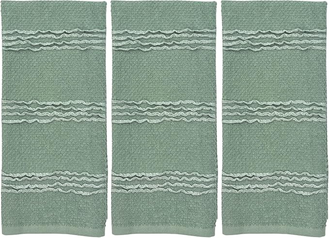 Sage Green Kitchen Hand Dish Towels, 100% Cotton - Image 3
