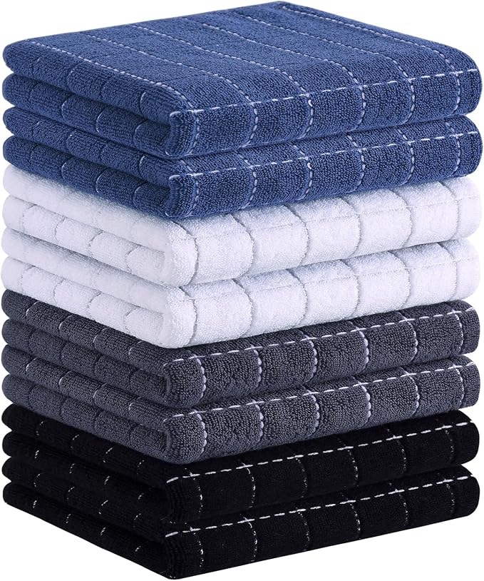 Homaxy 100% Cotton Terry Kitchen Towels, 8 Pack by Homaxy