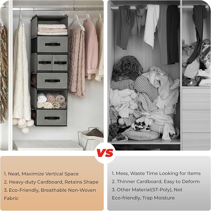 GRANNY SAYS Hanging Closet Organizer, 5 Drawers, 6 Shelves, 6 Pockets, 6 - Image 9