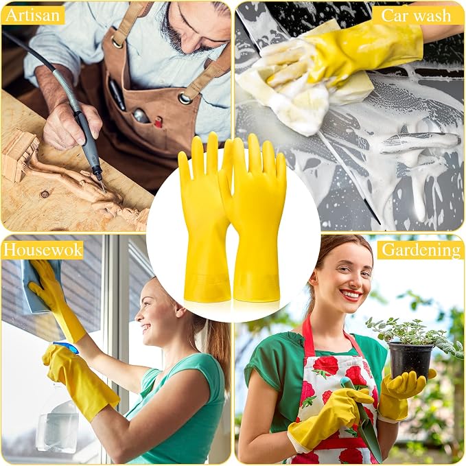 Rubber Reusable Gloves Long Household Dishwashing Gloves Kitchen Cleaning - Image 7