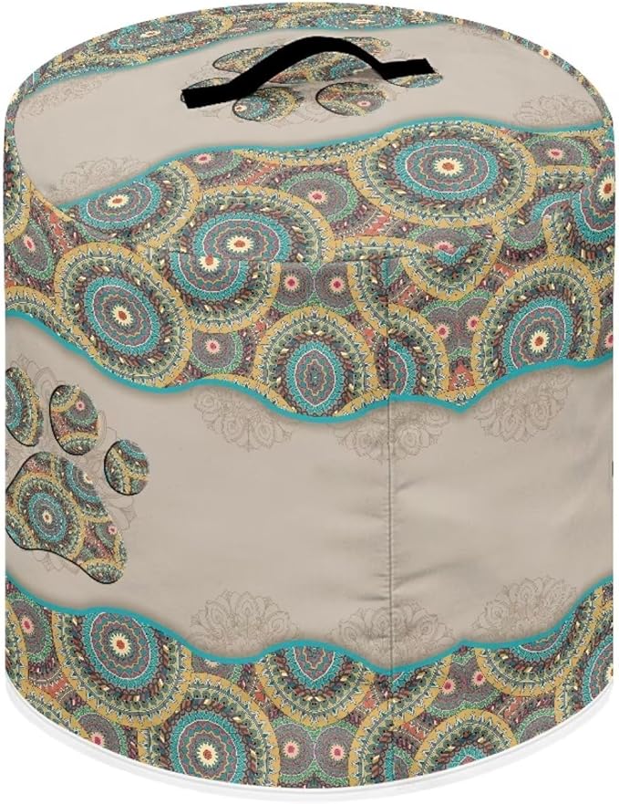 Xoenoiee Boho Mandala Dog Paw Print Kitchen Appliance Dust Cover with Pockets, Electric Pressure Cooker Cover Compatible with Rice Cooker Cover Air Fryer Cover, for 8 Quart