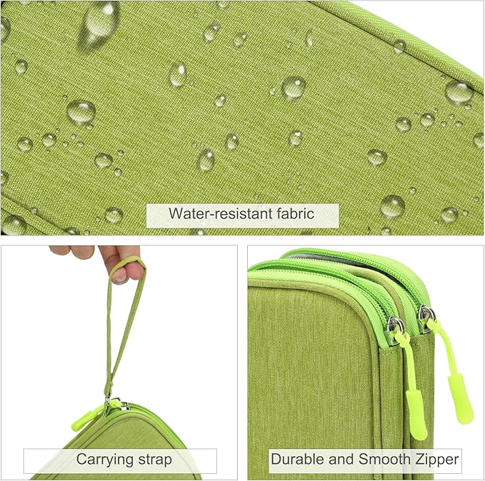 FYY Electronic Organizer, Travel Tech Pouch Bag, Cable Organizer Green | Wrist - Image 4