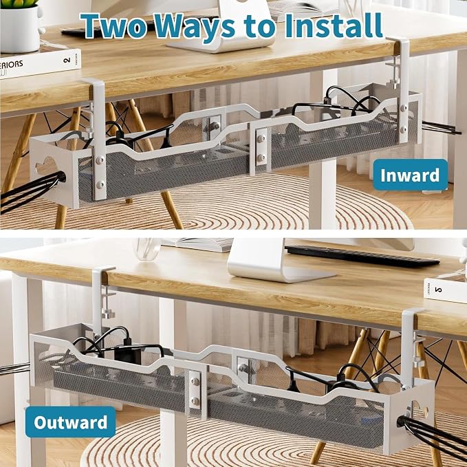 Under Desk Cable Management Tray 32'', Cable Management Under Desk No Drill - Image 4