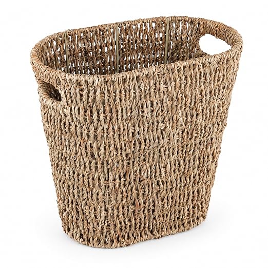 Coeusy Wicker Trash Can, Seagrass Waste Basket by WEAVECOMFORTINTOEVERYCORNER