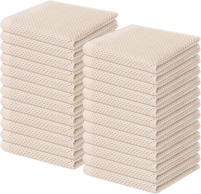 Homaxy 100% Cotton Waffle Weave Kitchen Dish Cloths 24-Pack, Ultra Soft by Homaxy