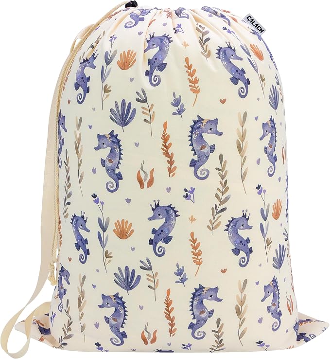 Canvas Laundry Bag with Shoulder Strap & Drawstring by CALACH