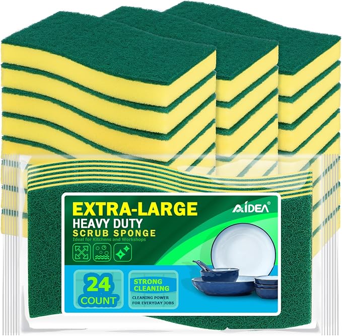 AIDEA Sponges Kitchen, 24-PK XL Heavy Duty Dish Sponges, Scrub Sponges | Dish by AIDEAHOME