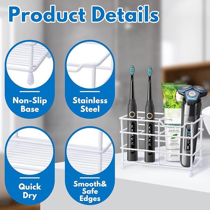 Electric Toothbrush Holders for Bathrooms 304 Stainless Steel Quick Drying | - Image 7