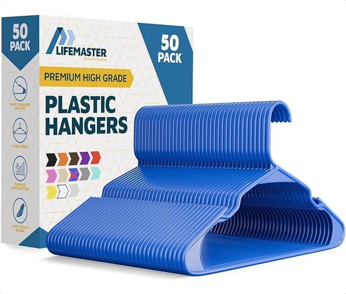 Lifemaster Plastic Clothes Hangers – Heavy Duty Hanger Set, by LIFEMASTER