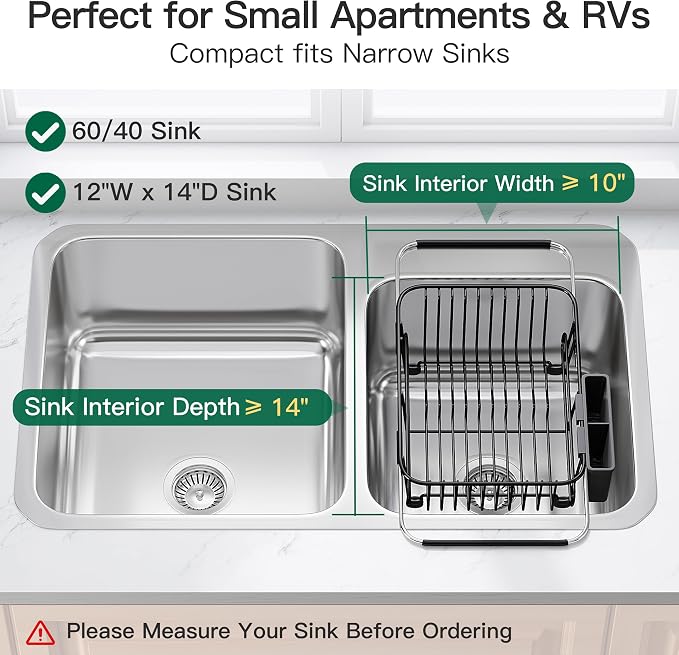 JASIWAY Black Dish Drying Rack in Sink - Image 3