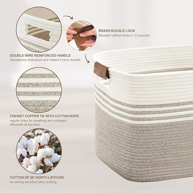 100L Woven Laundry Basket Hamper - Image 5