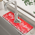 Merry Christmas Snowflake Kitchen Sink Splash Guard Mat Absorbent Fast Drying by Unknown