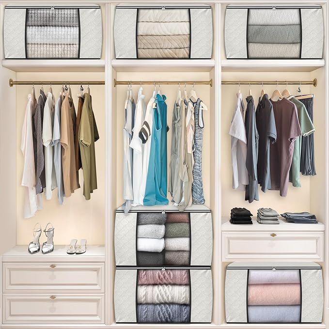 90L Clothes Storage, Foldable Thick Fabric Blanket Storage Bags | Foldable - Image 7
