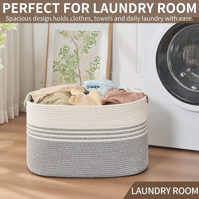 Laundry Hamper with Handles, 72L Rope Laundry Basket - Image 5