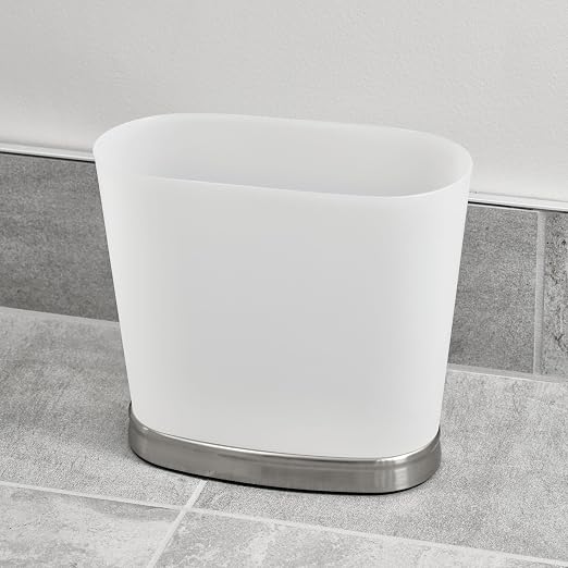 iDesign Slim Bathroom Trash Can, Frost/Brushed Nickel | Small, - Image 4