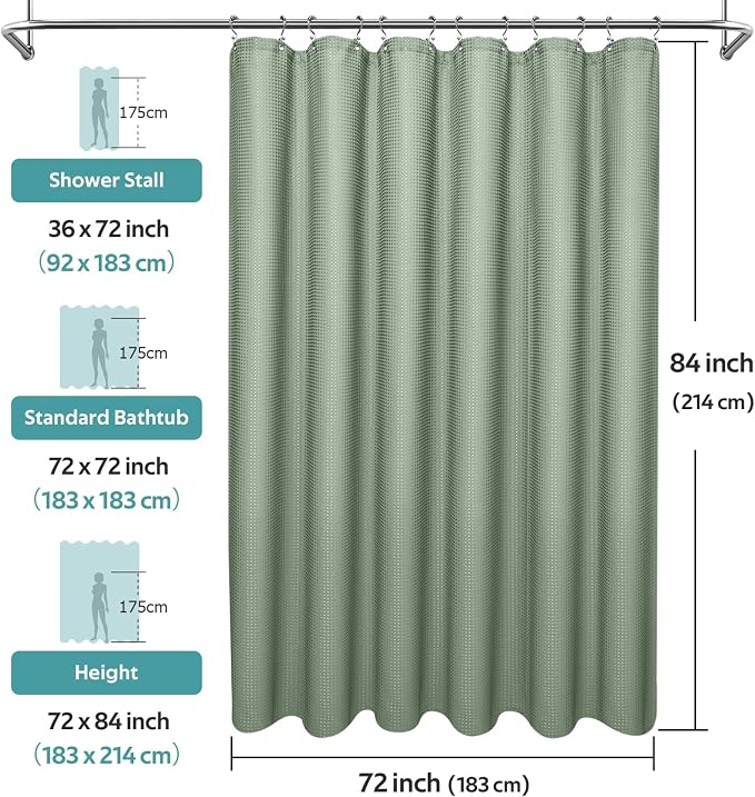 Vipfree 3 in 1 Shower Curtain Set, Waffle Shower Curtain and Liner Set - Image 6
