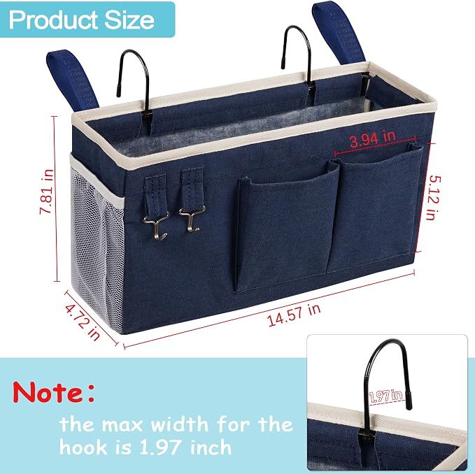 Bedside Caddy, Bedside Storage Bag Hanging Organizer - Image 3