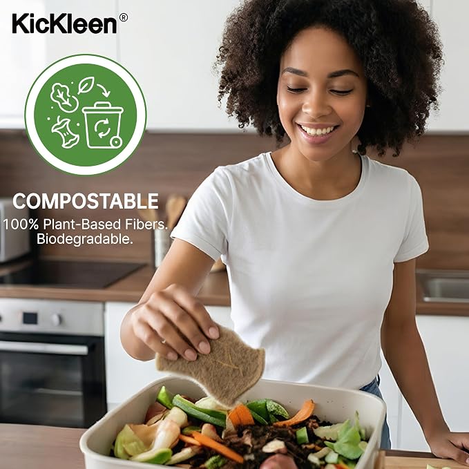 9 Pack Biodegradable Natural Dish Kitchen Sponges | Compostable Cellulose and - Image 5