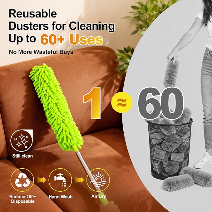 Tiumso Duster with Extension Pole 100 inch Extendable Reusable Dusters - Image 4