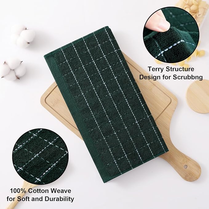 Homaxy 100% Cotton Terry Kitchen Dish Cloths, 8 Pack - Image 2