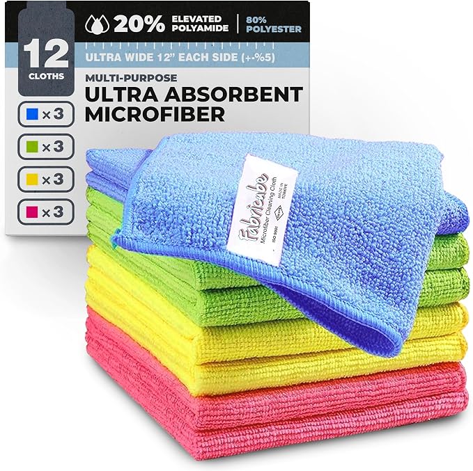 Turkish Microfiber Cleaning Cloth of 4 Colors | 20% Polyamide by Fabricube