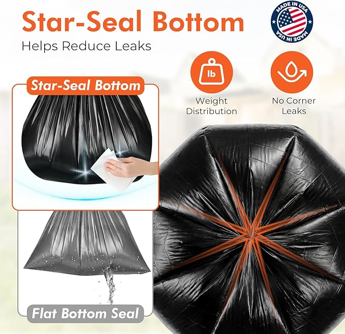 Delxo 55-60 Gallon Trash Bags, 40×54'' Large Black Garbage Bags | - Image 3