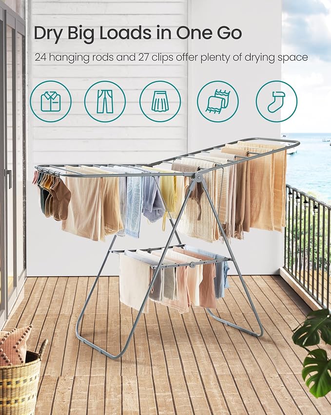 SONGMICS Clothes Drying Rack, - Image 3