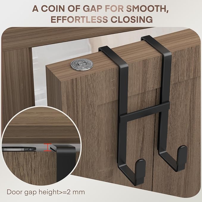 FYY Over The Door Hooks, 2 Packs Double Sided-Hanger Fits Doors 1-7/8"Black | - Image 6