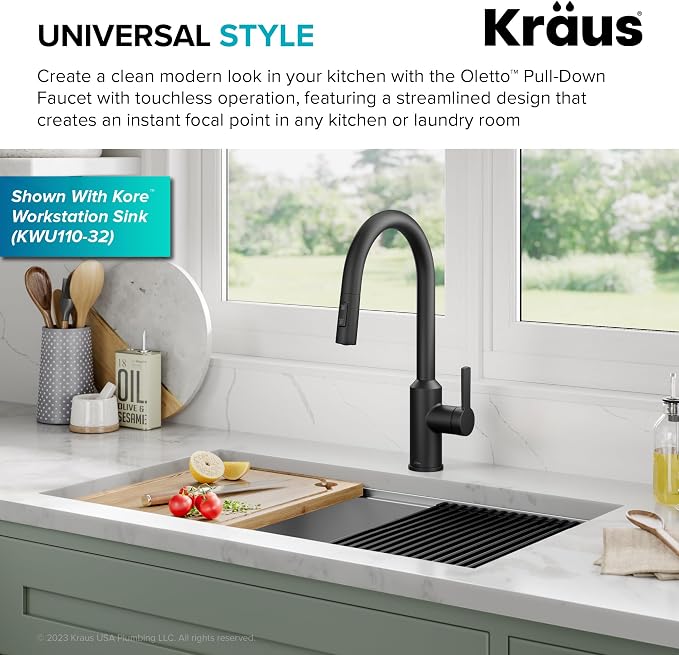 KRAUS Matte Black Touchless Pull Down Kitchen Faucet KSF-2830MB | Motion-sensor - Image 8