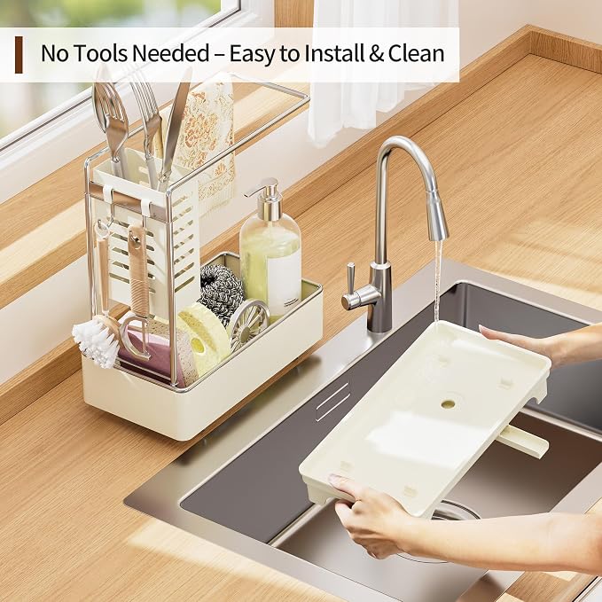 MOUKABAL 2-Tier Sponge Holder for Kitchen Sink Caddy Organizer - Image 6
