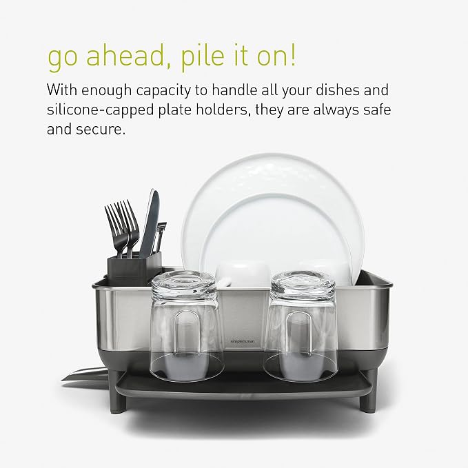 simplehuman Steel Frame Dishrack, Compact Dish Drying Rack - Image 6