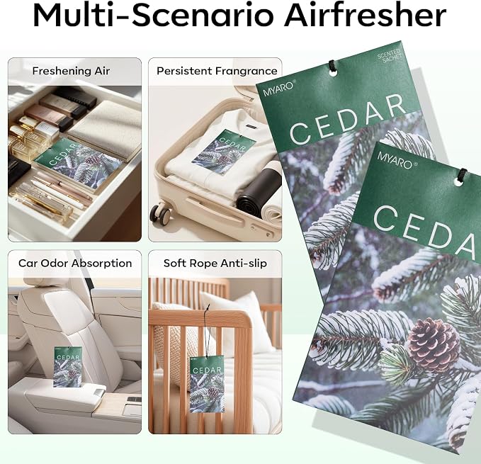 MYARO 20Pcs Cedar Scented Sachets, Closet Deodorizer Car Air Freshener - Image 3
