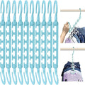 Max Space Saving Hangers, 360° Hooks, Pastel Blue | Assembled cascading hangers by WONDERHANGER