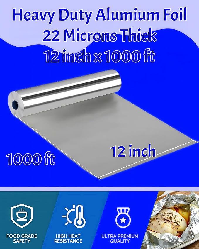 Aluminum Foil Wrap Roll 12 in x 1000 ft Heavy Duty Commercial and Home Use - Image 3