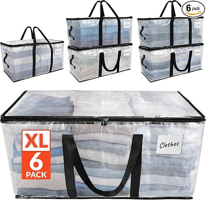 Reli. Moving Bags Heavy Duty Clear, Extra Large Totes | by Reli